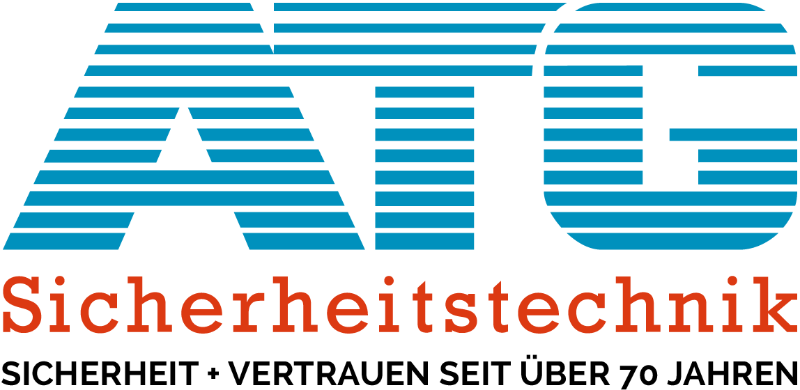 Logo ATG-Sicherheitstechnik mit Slogan "Sicherheit und Vertrauen seit über 70 Jahren"