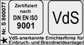 Logo VdS Zertifiziert nach DIN EN ISO9001